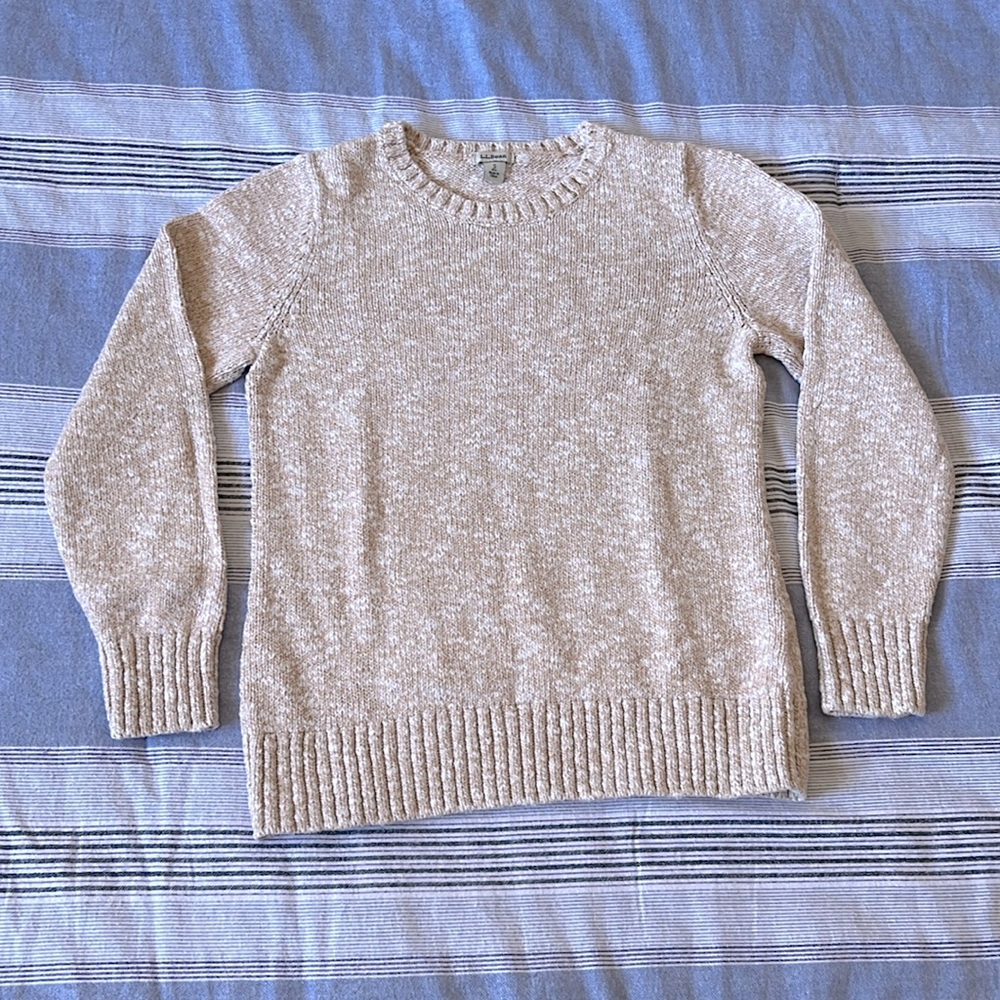 L.L. Bean Crewneck Marled/speckled Cotton Knit Sweater